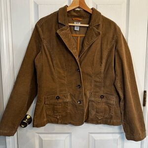 Bass Jeans Brown Corduroy Blazer Jacket Cotton Stretch Lrg Grandpa Prep Academia